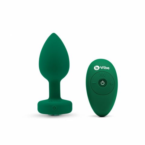 B Vibe Vibrating Jewel Plug Emerald M/L