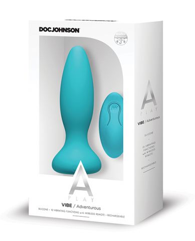 A-Play Vibe Adventurous Anal Plug Rechargeable w/ Remote Teal