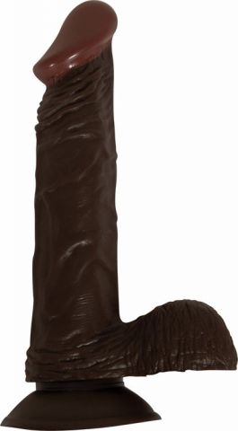 Afro American Whopper w/Balls Vibrating 8in Brown