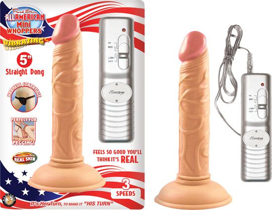 All American Mini Whoppers 5in Straight Dong Flesh Vib.