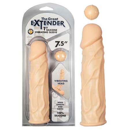 The Great Extender 1st Silicone Vibrating Sleeve 7.5 in Flesh