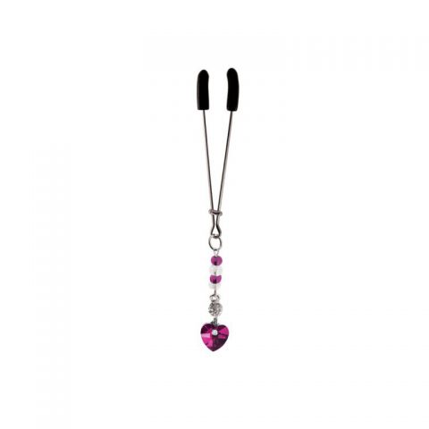 Bijoux De Cli Tweezer w/ Heart Charm & Fuchsia Beads