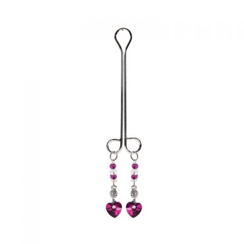 Bijoux De Cli Double Loop w/ Heart Charm & Fuchsia Beads