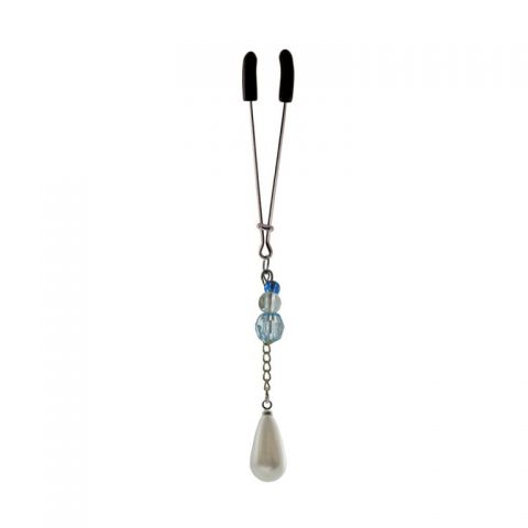 Bijoux De Cli Tweezer w/ Pearl on Chain & Blue Beads