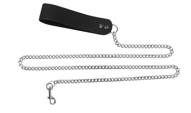 4ft Chain Leash w/ Leather Handle