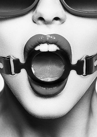 Black & White Silicone Ring Gag w/ Adjustable Straps
