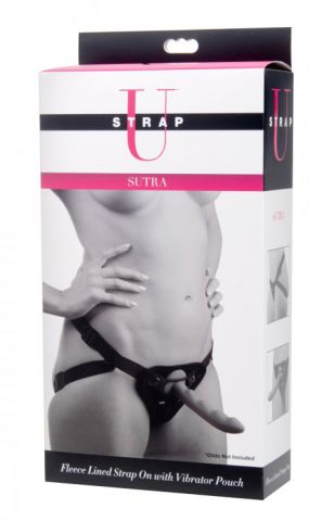 Su Sutra Fleece Lined Strap on w/ Vibrator Pouch