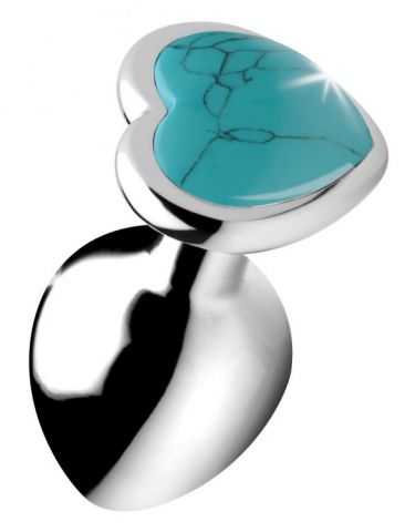 Booty Sparks Gemstones Medium Heart Anal Plug Turquoise